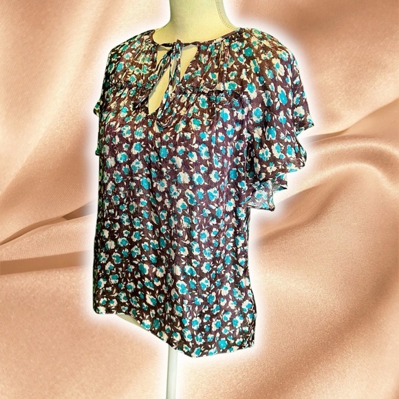 NWT Ramy Brook NY ‘Sidney’ Tie Neck Silk-Blend Top in “Roco” Floral Size Small - Picture 6 of 16